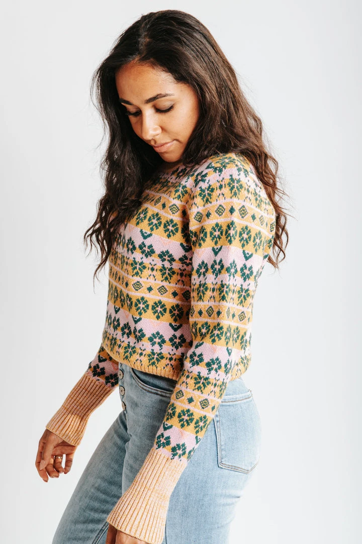 Piper & Scoot The Marko Fair Isle Patterned Sweater In Mustard