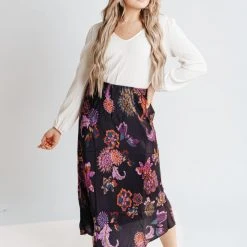 Piper & Scoot Bottoms + Jumpsuits The Edelyne Pom Pom Skirt In Black Floral