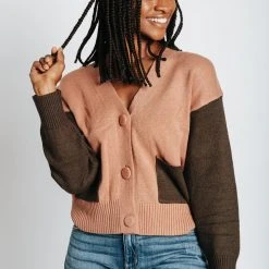 Piper & Scoot The Amelia Button Cardigan In Mauve Tops