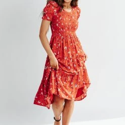 Piper & Scoot The McCall Floral Dress In Red