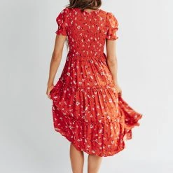 Piper & Scoot The McCall Floral Dress In Red