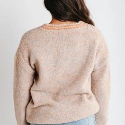 Piper & Scoot The Mable V-Neck Sweater In Light Brown Tops