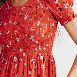 Piper & Scoot The McCall Floral Dress In Red