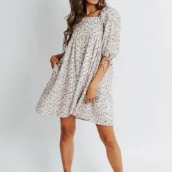Piper & Scoot The Otis Floral Tunic Dress In Blush Dresses