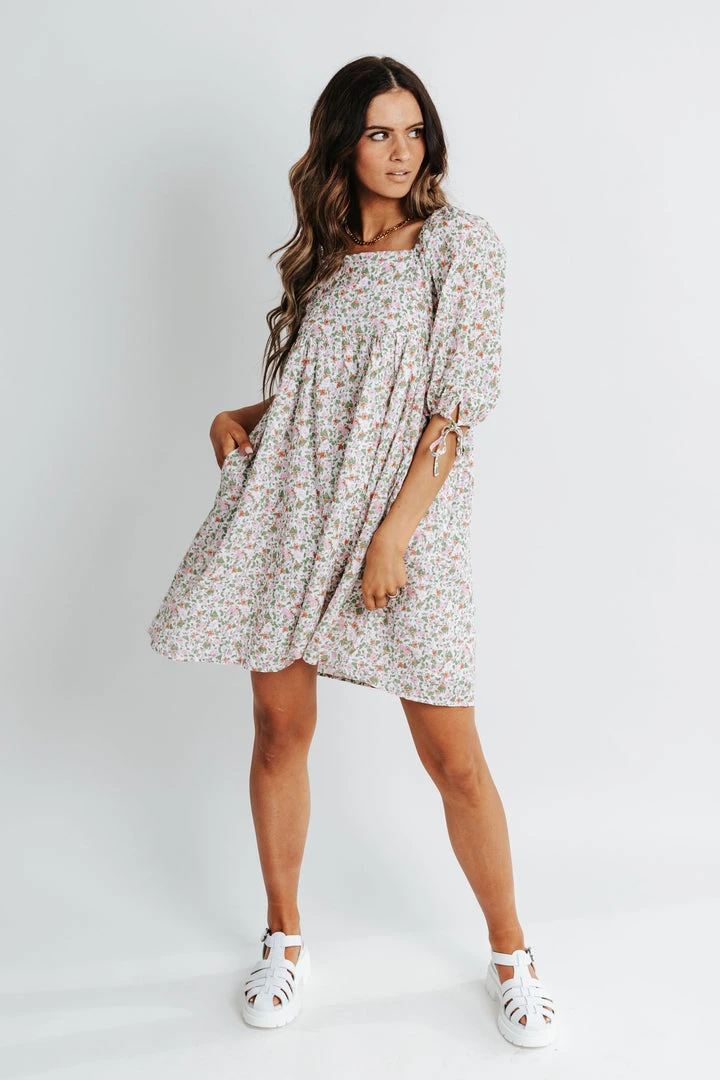 Piper & Scoot The Otis Floral Tunic Dress In Blush Dresses