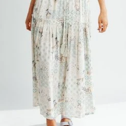 Piper & Scoot The Merritt Tiered Ruffle Maxi Skirt In Sage Bottoms + Jumpsuits