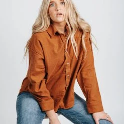 Piper & Scoot Tops The Nicky One Pocket Shacket In Brown