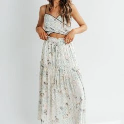 Piper & Scoot The Merritt Tiered Ruffle Maxi Skirt In Sage Bottoms + Jumpsuits