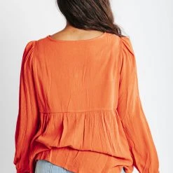 Piper & Scoot The Kortni Embroidered Blouse In Rust