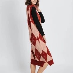 Piper & Scoot Dresses The Woolley Sweater Vest Dress In Ruby + Pink