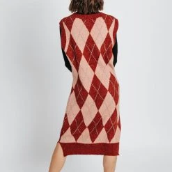 Piper & Scoot Dresses The Woolley Sweater Vest Dress In Ruby + Pink