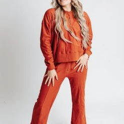 Piper & Scoot Bottoms + Jumpsuits The Woods Textured Trouser In Rust