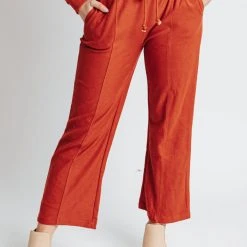 Piper & Scoot Bottoms + Jumpsuits The Woods Textured Trouser In Rust