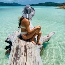 Piper & Scoot The Wide Brim Hat In Navy Stripe Accessories