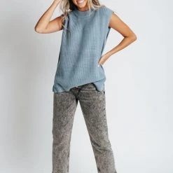 Piper & Scoot The Doran Sweater Vest In Blue Tops
