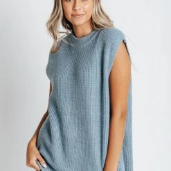Piper & Scoot The Doran Sweater Vest In Blue Tops