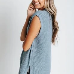 Piper & Scoot The Doran Sweater Vest In Blue Tops