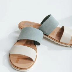 Piper & Scoot SOREL: Ella II Slide Sandal In Crushed Blue + Chalk