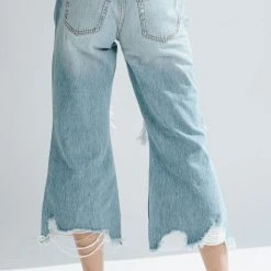 Piper & Scoot Denim: The High Rise Crop Straight Jean In Medium Blue Bottoms + Jumpsuits
