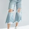 Piper & Scoot Denim: The High Rise Crop Straight Jean In Medium Blue Bottoms + Jumpsuits