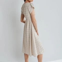 Piper & Scoot The Milan Textured Midi Dress In Taupe