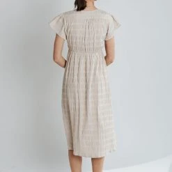 Piper & Scoot The Milan Textured Midi Dress In Taupe