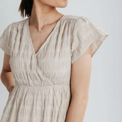 Piper & Scoot The Milan Textured Midi Dress In Taupe