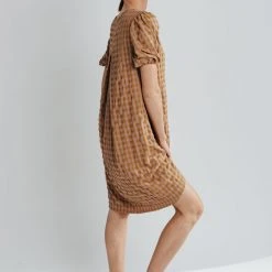 Piper & Scoot The Macey Plaid Midi Dress In Mustard Dresses