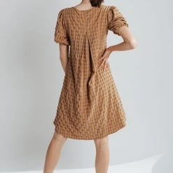 Piper & Scoot The Macey Plaid Midi Dress In Mustard Dresses