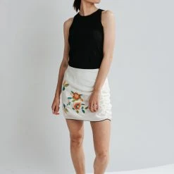 Piper & Scoot The Elmer Embroidered Skirt In Cream