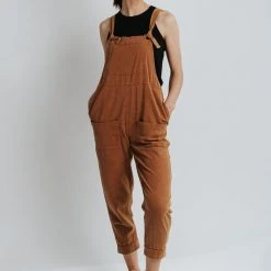 Piper & Scoot: The Truman Pocket Overalls In Camel Bottoms + Jumpsuits