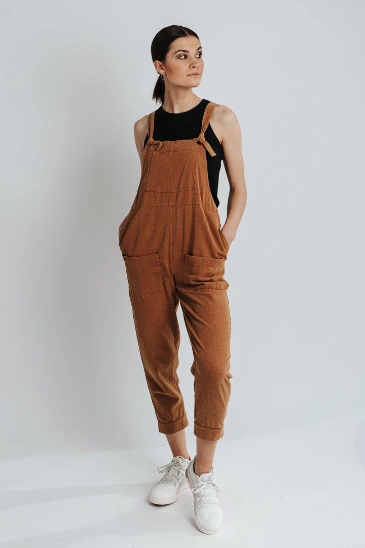 Piper & Scoot: The Truman Pocket Overalls In Camel Bottoms + Jumpsuits