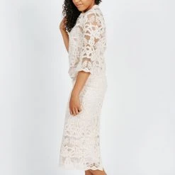 Piper & Scoot The Drew Lace Embellished Blouse In Cream