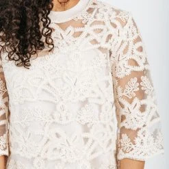 Piper & Scoot The Drew Lace Embellished Blouse In Cream