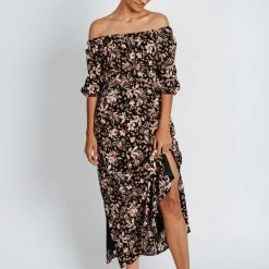 Dresses Piper & Scoot: The Maine Floral Maxi Dress In Black