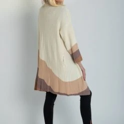 Piper & Scoot The Sean Color Block Open Cardigan In Cream Tops