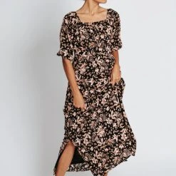 Dresses Piper & Scoot: The Maine Floral Maxi Dress In Black