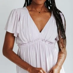 Piper & Scoot The Natalia Tiered Midi Dress In Pale Lilac