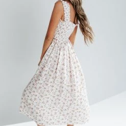 Piper & Scoot The Joan Floral Tank Dress In Off White