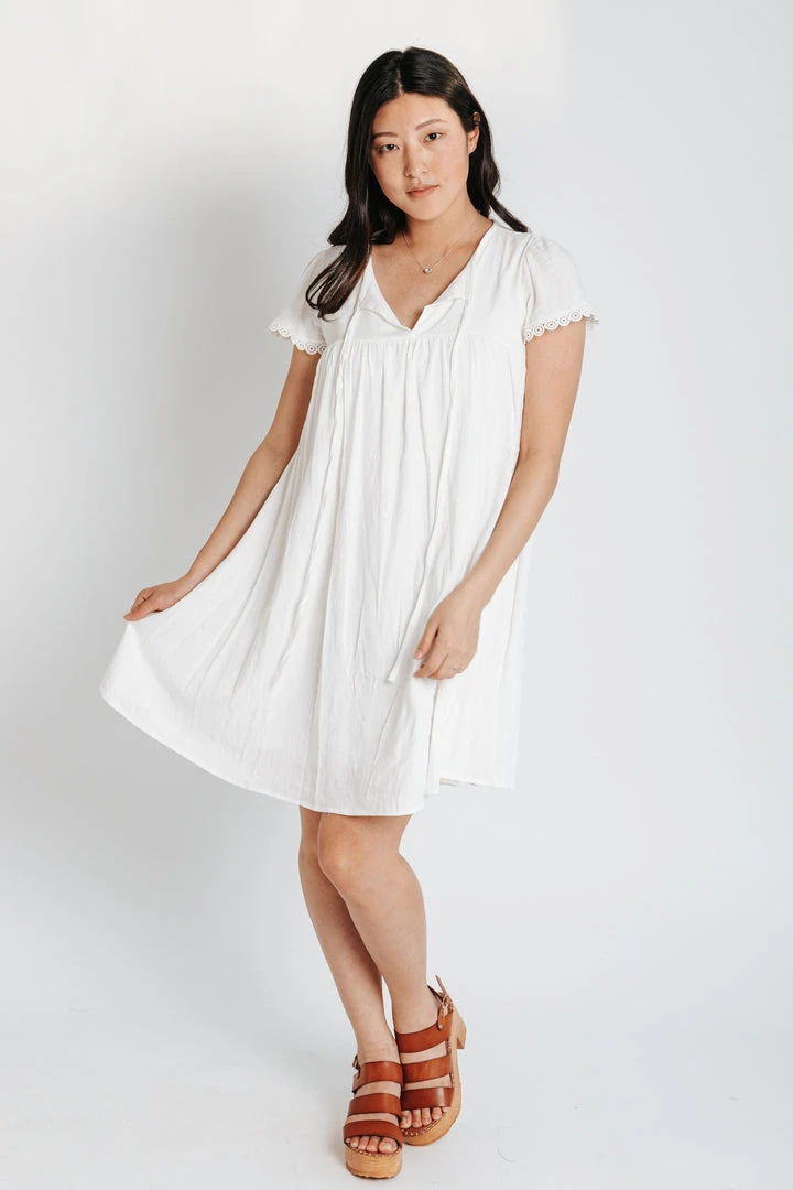 Piper & Scoot The Roberson Tie Detail Dress In White Dresses