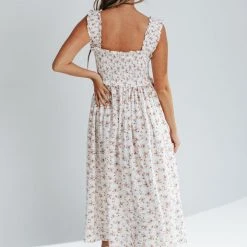 Piper & Scoot The Joan Floral Tank Dress In Off White