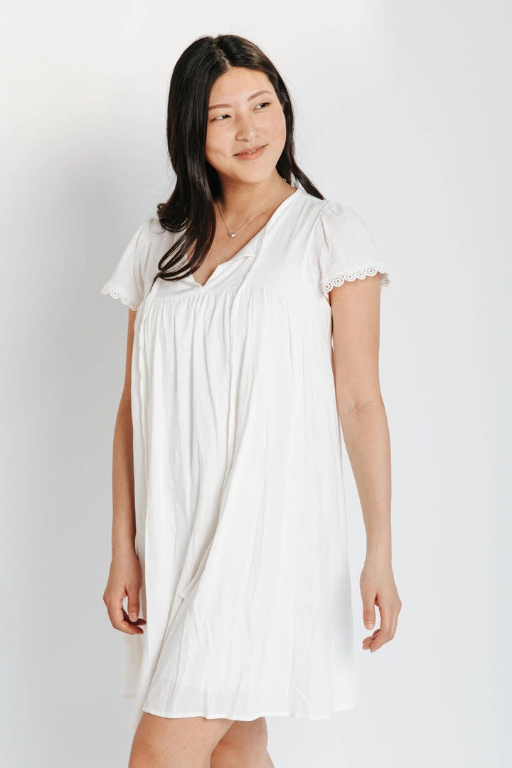 Piper & Scoot The Roberson Tie Detail Dress In White Dresses