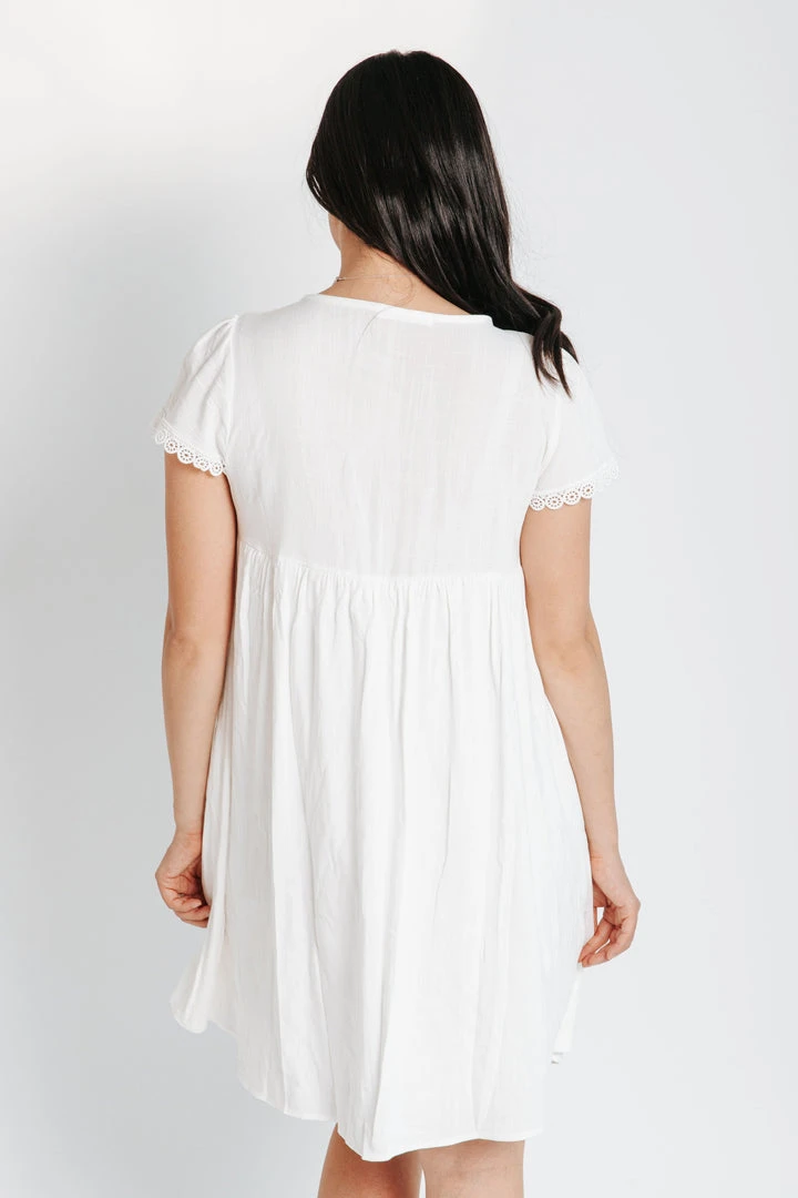 Piper & Scoot The Roberson Tie Detail Dress In White Dresses