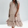 Piper & Scoot Dresses The Raelyn Button Down Maxi Dress In Khaki