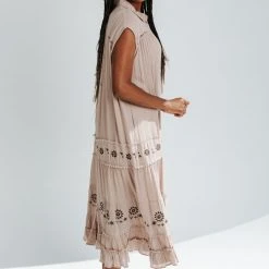 Piper & Scoot Dresses The Raelyn Button Down Maxi Dress In Khaki