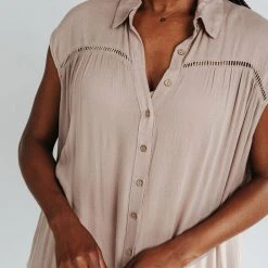 Piper & Scoot Dresses The Raelyn Button Down Maxi Dress In Khaki