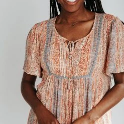 Piper & Scoot The Dove Printed Flowy Dress In Blue Multi