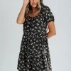 Piper & Scoot The Gentrey Floral Tiered Dress In Black