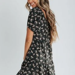Piper & Scoot The Gentrey Floral Tiered Dress In Black