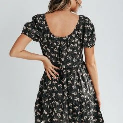 Piper & Scoot The Gentrey Floral Tiered Dress In Black